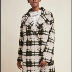 Anthropologie Eva Franco double-breasted plaid coat